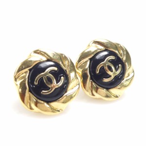 CHANEL シャネル ココマーク ピアス ゴールド×ブラック 14068 レディース【中古】 r9988f