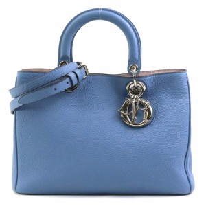 Christian Dior クリスチャンディオール カナージュ ハンドバッグ ショルダーバッグ パープル系ブルー 14067 レディース【中古】 a0311