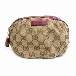 GUCCI グッチ バンブー GGキャンバス 346175 ポーチ マルチケース ベージュ/パープル 14059 レディース【中古】 e58514f