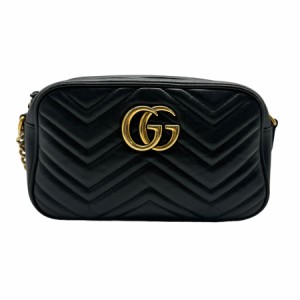 GUCCI グッチ GGマーモント 447632 斜め掛けショルダーバッグ ブラック/ゴールド 14054 レディース【中古】 z0414