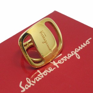 Salvatore Ferragamo サルヴァトーレフェラガモ ヴァラ スカーフリング ゴールド 14068 レディース【中古】 w0308i