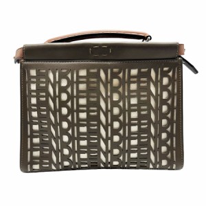 FENDI フェンディ ピーカブー フィットミニ 7VA422-ABGL ハンドバッグ カーキブラウン 14058 メンズ【中古】 z0454