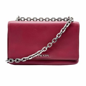 PRADA プラダ 斜め掛けショルダーバッグ ダークレッド/シルバー 14060 レディース【中古】 z0473