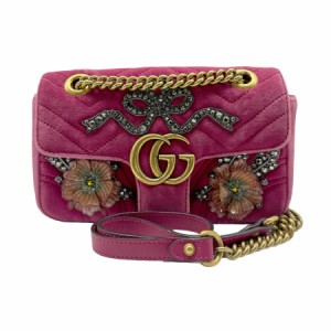 GUCCI グッチ GGマーモント 446744 ショルダーバッグ 斜め掛けショルダーバッグ ダークピンク/ゴールド 14061 レディース【中古】 z0499