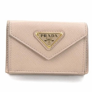 PRADA プラダ 1MH021 三つ折り財布 ベージュ 14059 レディース【中古】 h30245f