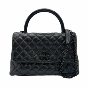 CHANEL シャネル ココハンドル マトラッセ ハンドバッグ ショルダーバッグ ブラック 14054 レディース【中古】 z0562