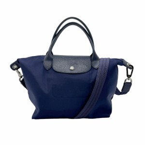 Longchamp ロンシャン プリアージュ ハンドバッグ ショルダーバッグ ネイビー 14066 レディース【中古】 z0653