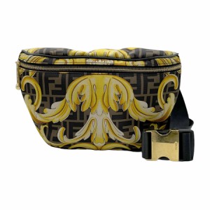 FENDI フェンディ x VERSACE FENDACE ボディバッグ ベルトバッグ ブラウン/イエロー 14057 メンズ【中古】 z0750