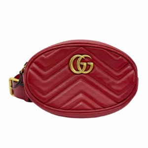 GUCCI グッチ GGマーモント 476434 ウエストバッグ ベルトバッグ レッド 14060 レディース【中古】 z0806