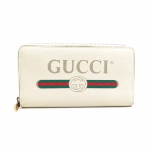 GUCCI グッチ ヴィンテージロゴプリント 496317 ラウンドファスナー長財布 オフホワイト 14056 ユニセックス【中古】 e58669a