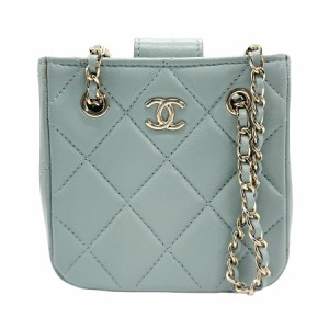 CHANEL シャネル ショルダーバッグ ミニポシェット ミントグレー 14055 レディース【中古】 z1026