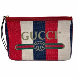 GUCCI グッチ バイアデラストライプ 524788 クラッチバッグ レッド×ホワイト×ブルー 14060 ユニセックス【中古】 z1070