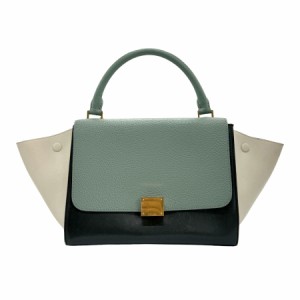 CELINE セリーヌ トラペーズ ショルダーバッグ ハンドバッグ ペールグリーン×ブラック×アイボリー 14065 レディース【中古】 z1140