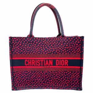 Christian Dior クリスチャンディオール ブックトート ハンドバッグ ネイビー/レッド 14066 レディース【中古】 z1174