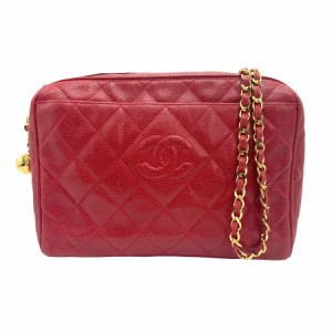 CHANEL シャネル マトラッセ 斜め掛けショルダーバッグ レッド 14060 レディース【中古】 z1223