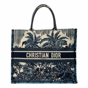 Christian Dior クリスチャンディオール ブックトート ハンドバッグ ネイビーブルー/オフホワイト 14066 レディース【中古】 z1235
