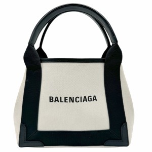 BALENCIAGA バレンシアガ ネイビーカバスXS 360346 ハンドバッグ ブラック×アイボリー 14054 レディース【中古】 z1262