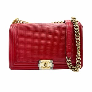 CHANEL シャネル ボーイシャネル ショルダーバッグ レッド 14060 レディース【中古】 z1330