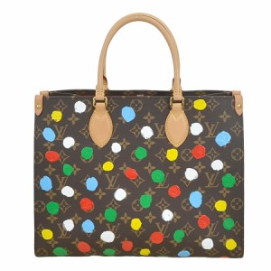 LOUIS VUITTON ルイ ヴィトン オンザゴーMM LV×YK 草間彌生 M46379 ハンドバッグ ショルダーバッグ ブラウン×マルチカラー 14057 レデ