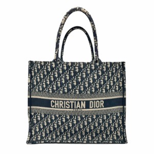 Christian Dior クリスチャンディオール ブックトート ラージ オブリーク ハンドバッグ トートバッグ ネイビー 14066 レディース【中古】