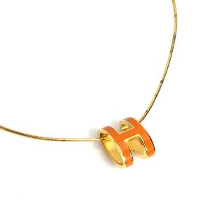 HERMES エルメス ポップアッシュ ネックレス ゴールド/オレンジ 14068 レディース【中古】 e59026m
