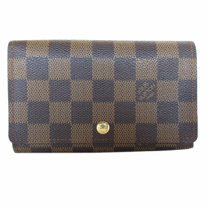 LOUIS VUITTON ルイ ヴィトン ポルトフォイユ トレゾール ダミエ 二つ折り財布 ブラウン 14057 レディース【中古】 s0437g