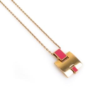 HERMES エルメス アイリーン ネックレス ゴールド/ピンク 14068 レディース【中古】 e59750g