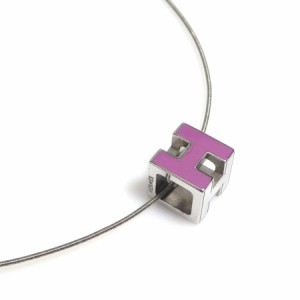 HERMES エルメス Hキューブ カージュドアッシュ ネックレス シルバー/パープル 14069 レディース【中古】 w1057a