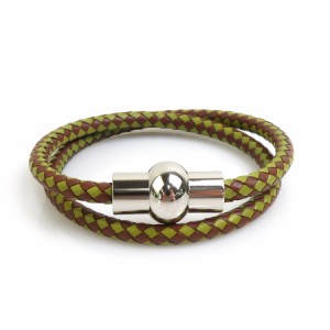 HERMES エルメス ブレスレット チョーカー ネックレス ブラウン/グリーン/シルバー 14057 レディース【中古】 w1154g