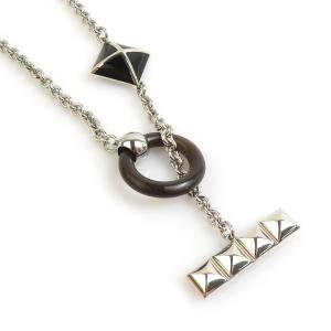 HERMES エルメス Medor XO ネックレス シルバー/ブラウン/ブラック 14069 レディース【中古】 e60687a