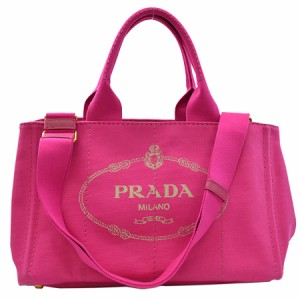 プラダ PRADA トートバッグ ショルダーバッグ 2WAYカナパ ピンク コットンキャンバス 定番人気【中古】 レディース - s0379の