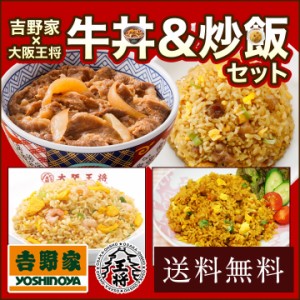  ≪吉野家×大阪王将≫ 牛丼＆炒飯セット［牛丼並2食+炒め・カレー・エビ塩炒飯 各2袋］【送料無料】冷凍食品 炒飯 惣菜 お弁当 リモート