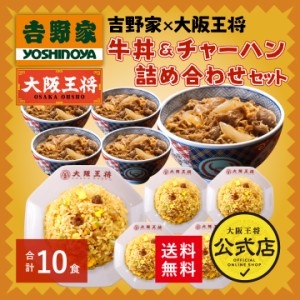 吉野家×大阪王将 牛丼＆直火炒めチャーハン詰め合わせセット（合計10食）【送料無料】冷凍食品 炒飯 惣菜 お弁当 リモート テレワーク 