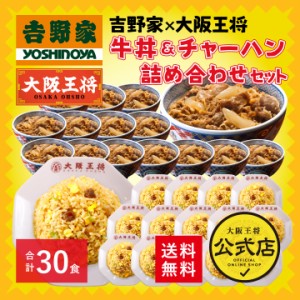 吉野家×大阪王将 牛丼＆直火炒めチャーハン詰め合わせセット（合計30食） 【送料無料】冷凍食品 炒飯 惣菜 お弁当 リモート テレワーク 