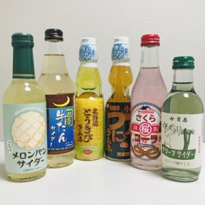 おっかなびっくり！サイダー・ラムネの飲み比べ【肝だめし】6本セット【第８弾】/変わりダネ炭酸飲料/パーティ/イベント