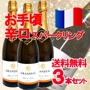 【送料無料！（北海道・沖縄は別途送料）】フランスのスパークリングワイン グランディアル　ブリュット　750ml 3本セット