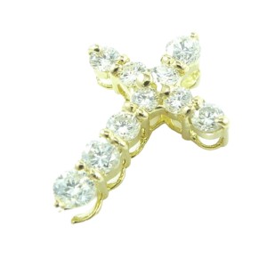 18金 18k クロス ペンダントトップ ダイヤモンド 10粒 0.4ct 0.9g レディース ペンダントヘッド ダイヤ 十字架 K18 日本製