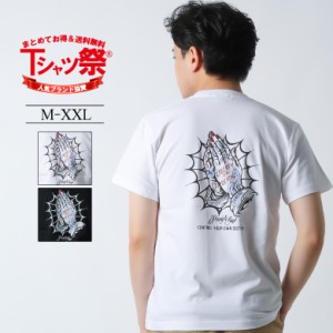 夏新作 Tシャツ メンズ ブランド 大きいサイズ おしゃれ かっこいい アメカジ ストリート カジュアル バックプリント プレイハンド タト