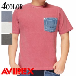 AVIREX アビレックス アヴィレックス Tシャツ 半袖 アビ メンズ タイプブルー デニムポケット 6113321 送料無料
