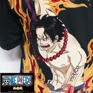 絡繰魂 カラクリダマシイ ワンピース 火拳 ポートガス D エース メラメラ コラボ 和柄 ロング Tシャツ メンズ ONE PIECE 海賊 204095 送