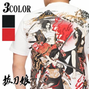 抜刀娘 バットウムスメ 絡繰魂 和柄 Tシャツ 半袖 3人娘 凛 結愛 葵 212147 送料無料