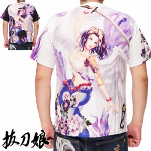 抜刀娘 バットウムスメ 絡繰魂 和柄 Tシャツ 半袖 メンズ 美麗 凛 エンジェル 232830 送料無料