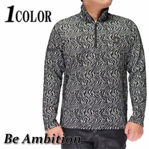 Be Ambition ビーアンビション ZIP ポロシャツ 長袖 メンズ 百合ワッペン＆ロゴ刺繍 ジップ A21203 送料無料