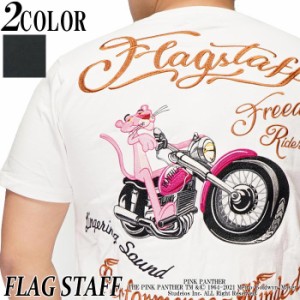 フラッグスタッフ FLAGSTAFF ピンクパンサー コラボ Tシャツ 半袖 刺繍 メンズ バイク 412002 送料無料