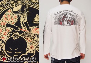 CHIGIRI[ちぎり] ぶち猫 彫り師 和柄ロングTシャツ/ロンT/長袖/CHL28-592/送料無料