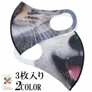 マスク メンズ アニマル 3枚入り 華鳥風月 かちょうふうげつ 洗えるマスク 柴犬 キジトラ 猫 ウレタン 抗菌 速乾 吸汗機能 和柄 3003912
