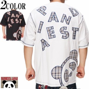 パンディエスタ PANDIESTA Tシャツ 半袖 パンダ メンズ チェックアップリケ ビッグサイズ 和柄 582951 送料無料