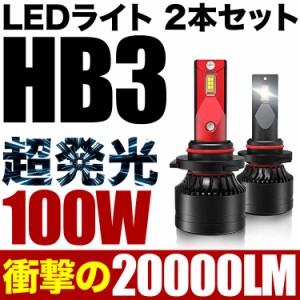 100W HB3 LED ハイビーム CV系 デリカD:5 2個セット 12V 20000ルーメン 6000ケルビン