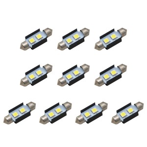 10個セット●● 12V SMD大粒2連 T10×37mm LED 電球 警告灯キャンセラー抵抗内蔵 ホワイト