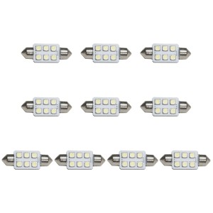 10個セット●● 12V SMD6連 T10×37mm LED 電球 ICキャンセラー カンバス内蔵 ホワイト